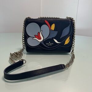 Kate Spade Gold and Blue Crossbody Bag with Chain Strap